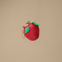 Apple leather keychain set by Danilo’s – handcrafted red fruit charms with green top detail and gold chain