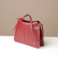 Red leather Penelope Sr. bag – top-handle structured purse handcrafted by Danilo’s