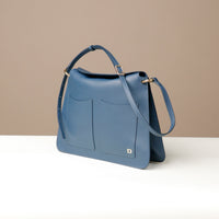 Danilo’s Penelope Sr. structured blue leather purse – handcrafted top-handle shoulder bag for everyday sophistication