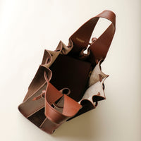 topside Suede Papillon Sr. in brown – soft pleated bucket silhouette with drawstring fastening