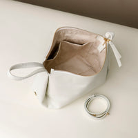 Interior view of ivory Silueta Bag – soft lining with functional compartments