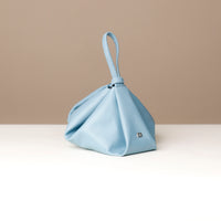 Silueta Bag in light blue – folded geometric design with soft interior and luxury stitching