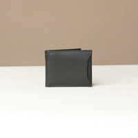 Front of a black nappa leather Milano wallet with a card case holder slot on the sides