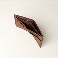 upper view of a brown nappa leather Milano wallet with 8 card slots and 2 money slots