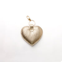 Heart Keychain Large - Pebble Gold