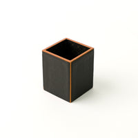 Office Leather Desk 6-Set (Pencil Holder) - Pebble Black with Napa Tan
