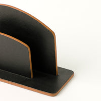 Office Leather Desk 6-Set (Pencil Holder) - Pebble Black with Napa Tan