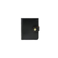 RFID Blocking Card Case Wallet with Snap Closure - Black Napa & Tan