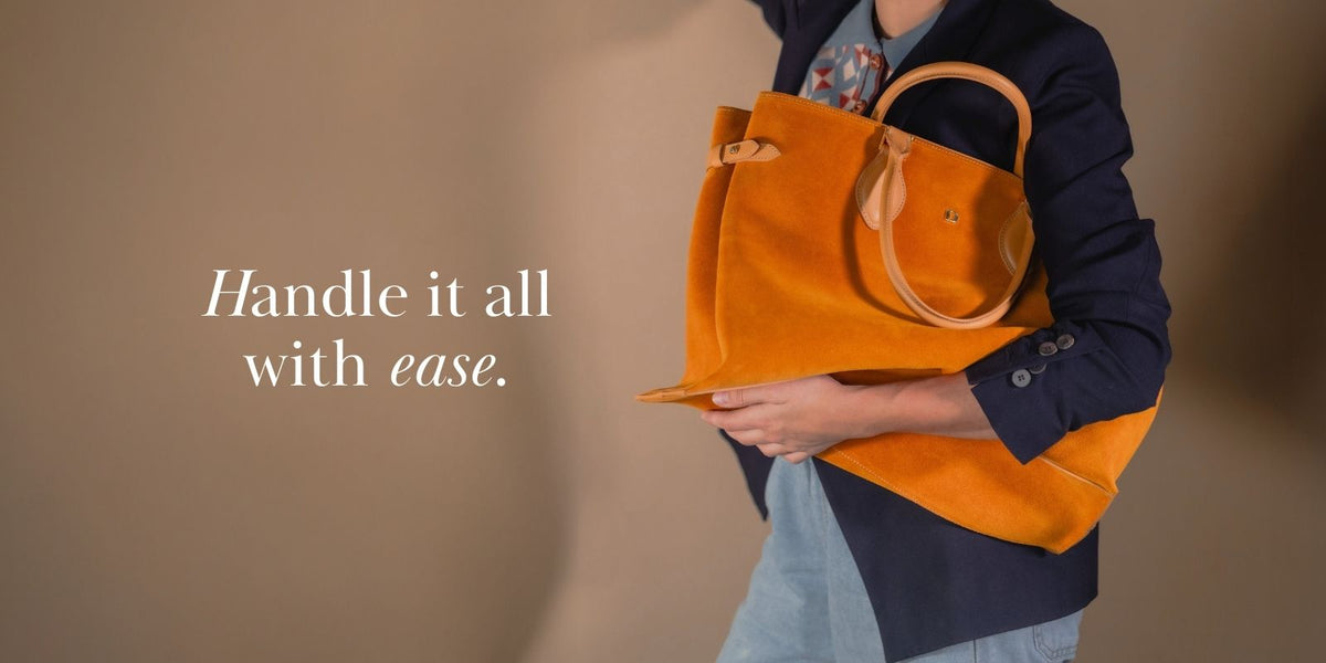 Saul Tote Bag in Suede: A High Leather-craft Tote for Work and Travel