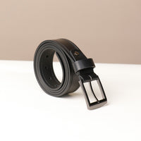 Black Stitched Smooth Leather Belt