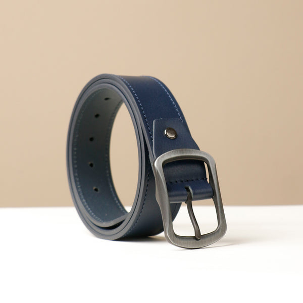 Blue Smooth Leather Belt