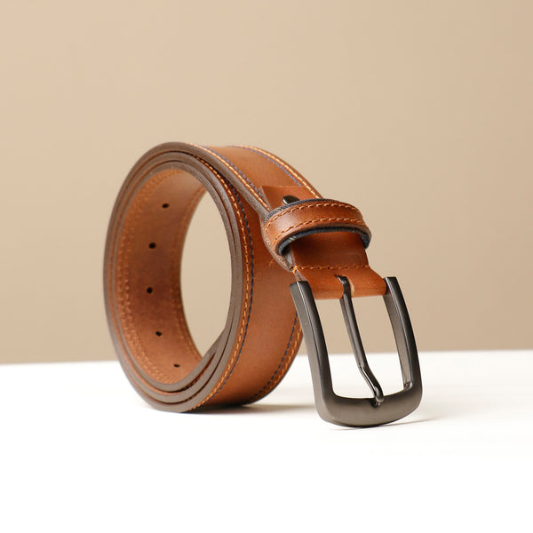 Tan Double Stitch Belt