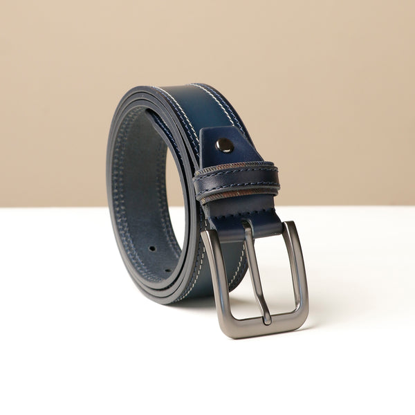 Blue Double Stitch Belt