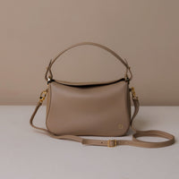 handbag-satchel-Hold-bag-leather-with-strap-dark-taupe-front-view

