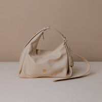 Hobo-bag-handbag-Mini-Mia-Minimale-Leather-Arena-Beige-Front-view