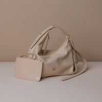Hobo-bag-handbag-Mini-Mia-Minimale-Leather-With-Pouch-Arena-Beige-Front-view