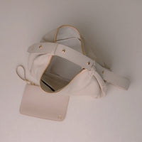 Hobo-bag-handbag-Mini-Mia-Minimale-Leather-Arena-Beige-Top-View-With-Pouch