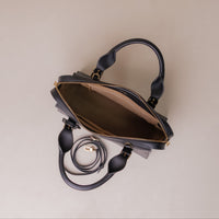 Handbag-satchel-nara-leather-black-back-with-strap-upper-view