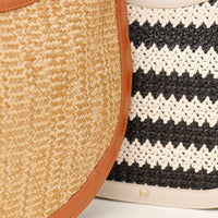 Close-up of raffia texture on Luna Palmera bag