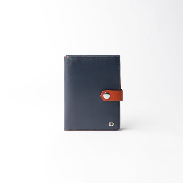 Passport Case Patrick - Dark Blue with Orange Napa