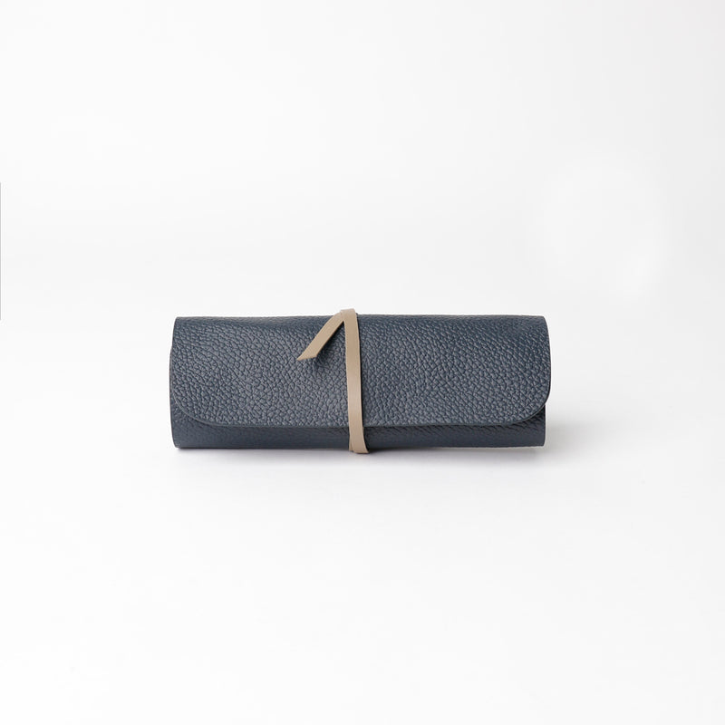 Tech Pouch Holder - Pebble Dark Blue with Napa Taupe – Danilo's Fine Leather