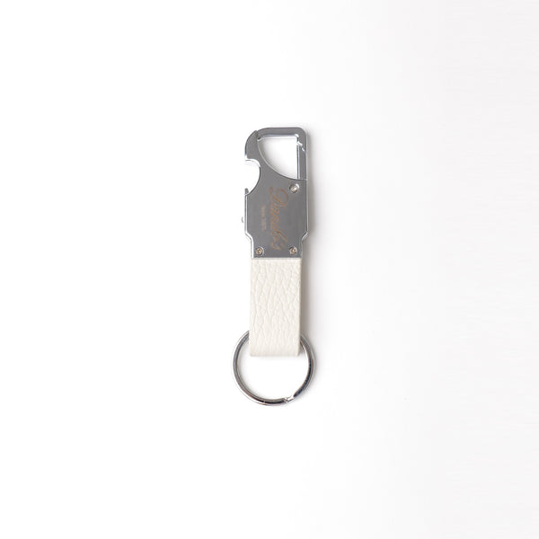Bottle Opener Key Fob With Led Light - White Pebble