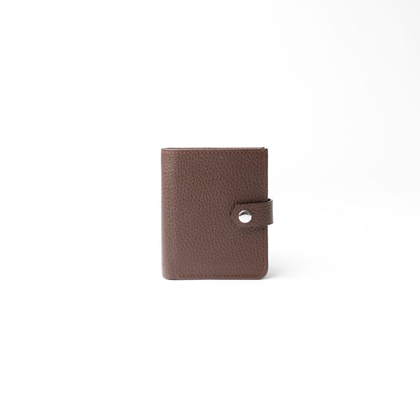 RFID Blocking Card Case Wallet with Snap Closure - Pebbled Brown