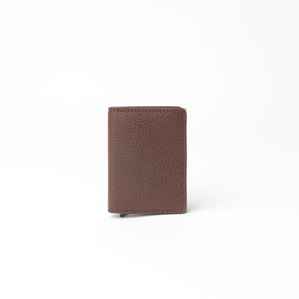 RFID Blocking Card Case Wallet - Pebble Brown