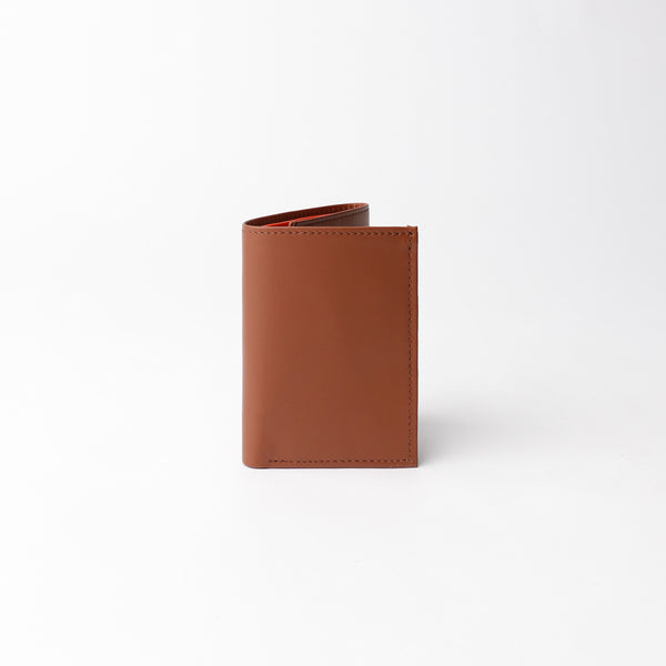 Trifold Wallet with Division - Brown with Orange Napa