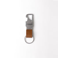 Bottle Opener Key Fob With Led Light - Brown Napa with Tan Edge