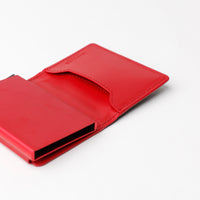 RFID Blocking Card Case Wallet - Black with Red Napa