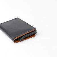 RFID Blocking Card Case Wallet - Black with Tan Napa