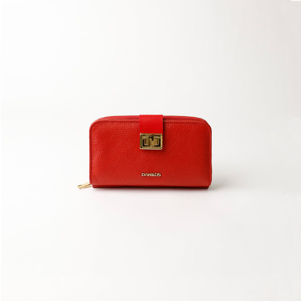 Svana Wallet - Red Pebbled & red Napa