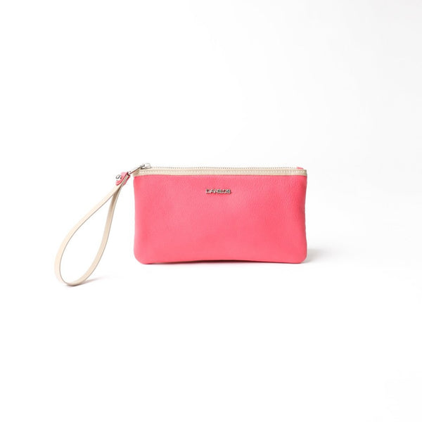 Nova Pouch Small - Pebbled Pink with Beige