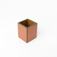 Office Leather Desk 6-Set (Pencil Holder) - Tan with Green