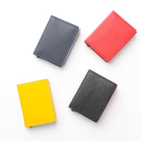 RFID Blocking Card Case Wallet - Black with Red Napa
