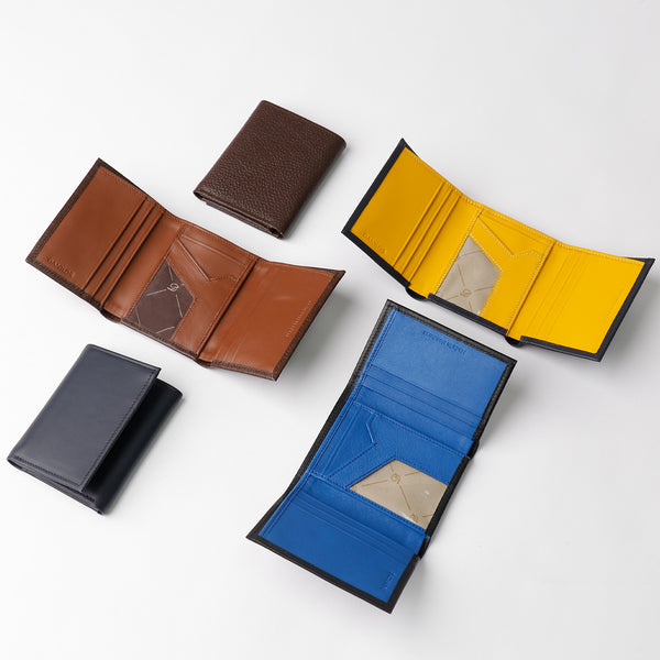 Trifold Wallet - Napa Black with Blue