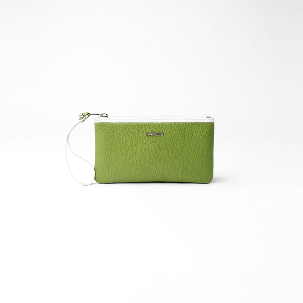 Nova Pouch Small - Pebbled Lime Green with White